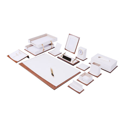 Star Luxury Black Leather Desk Set 14 Pieces With Double Document Rack