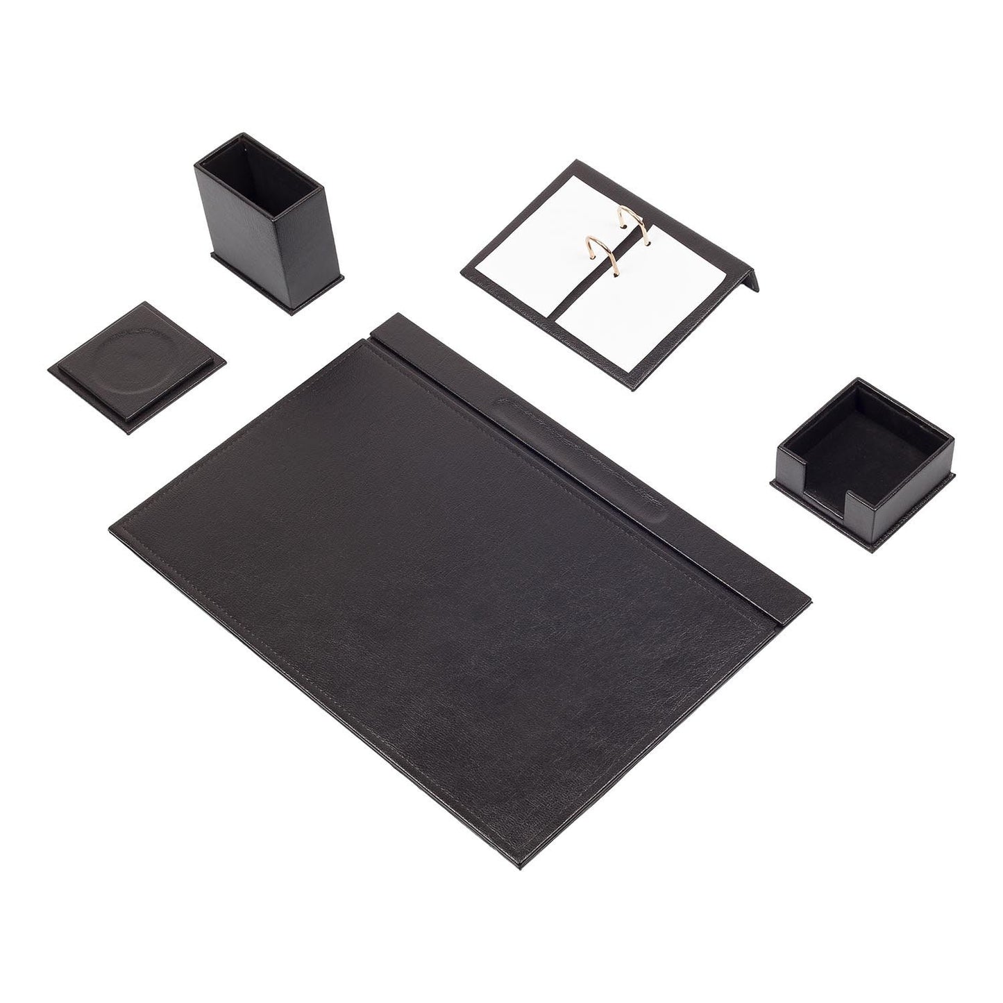 Luna Leather Desk Set 5 Accessories Black