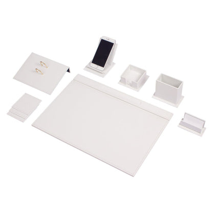 VEGA Leather Desk Set - 9 Accessories - White