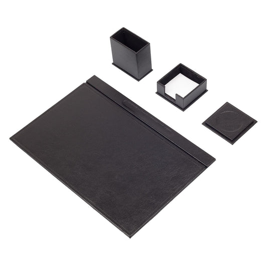 Luna Leather Desk Set 4 Accessories Black