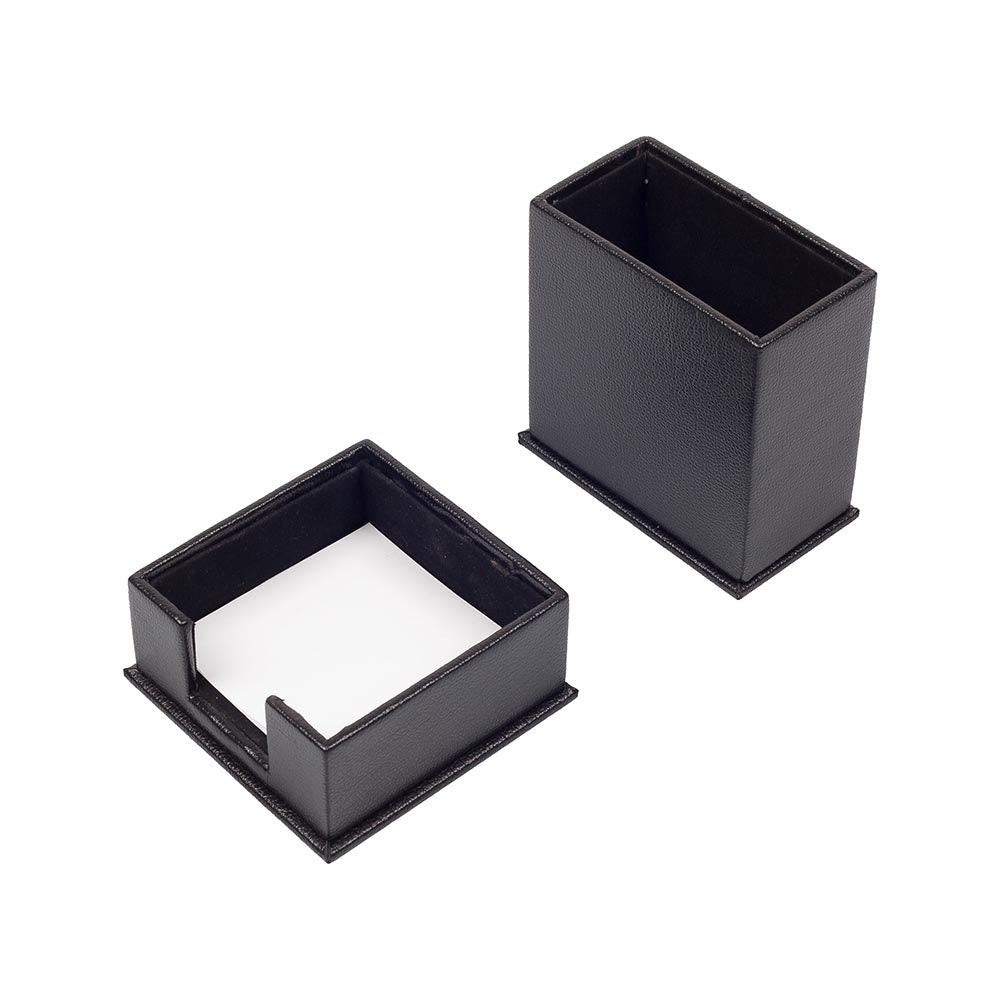 Luna Leather Desk Set 4 Accessories Black
