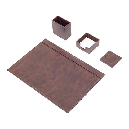 Luna Leather Desk Set 4 Accessories Brown