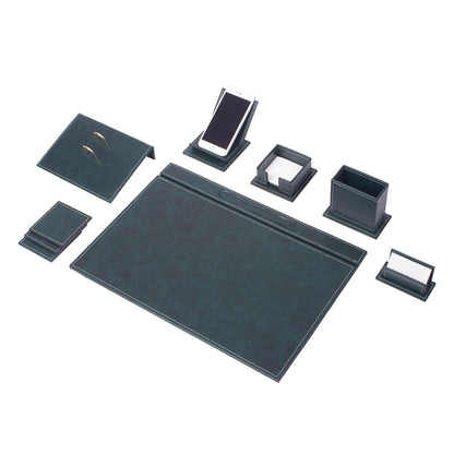 VEGA Leather Desk Set - 9 Accessories - Green