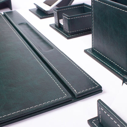 VEGA Leather Desk Set - 9 Accessories - Green
