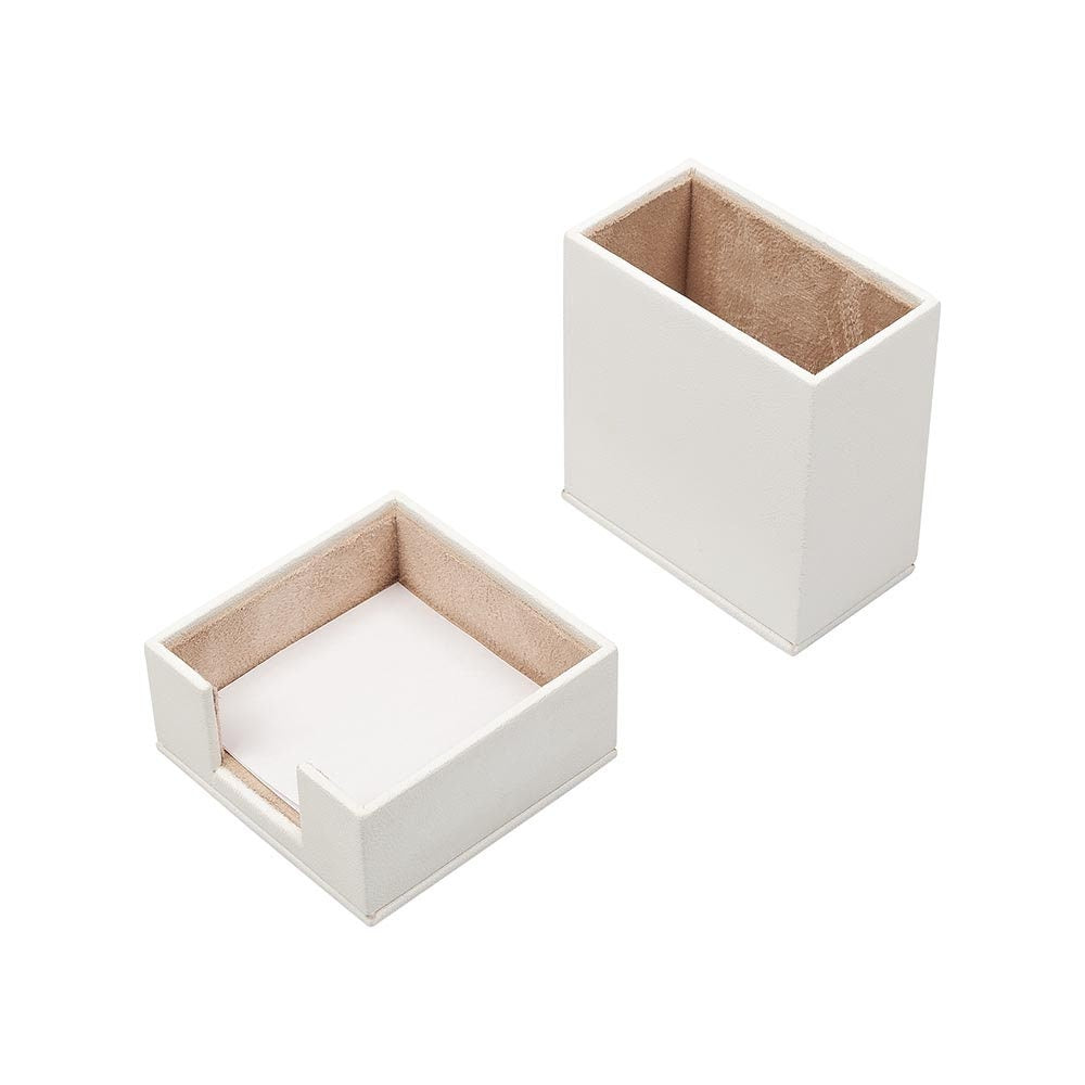 Luna Leather Desk Set 4 Accessories White