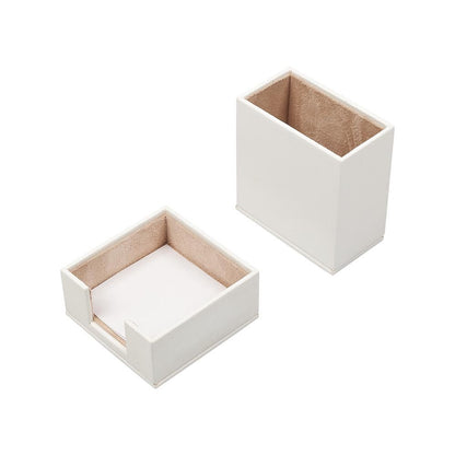 Luna Leather Desk Set 4 Accessories White