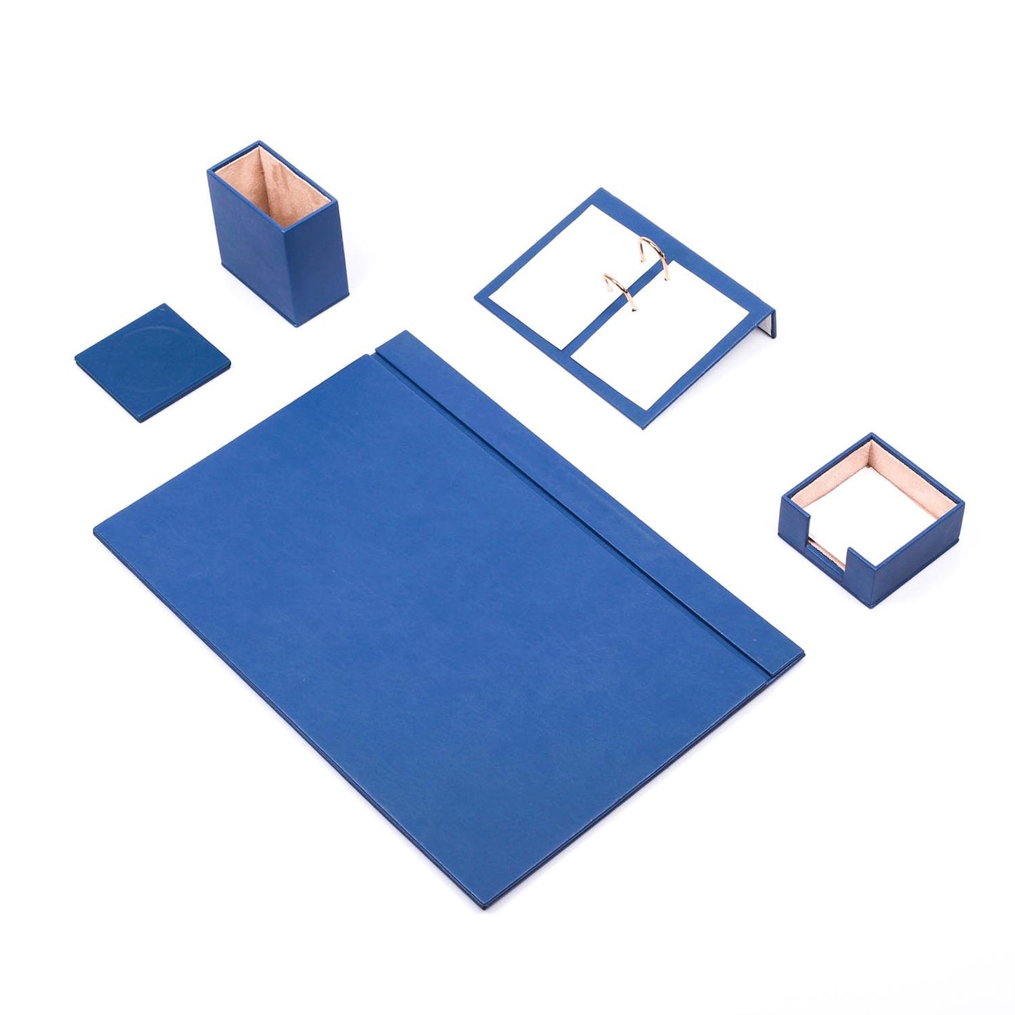 Luna Leather Desk Set 5 Accessories Blue