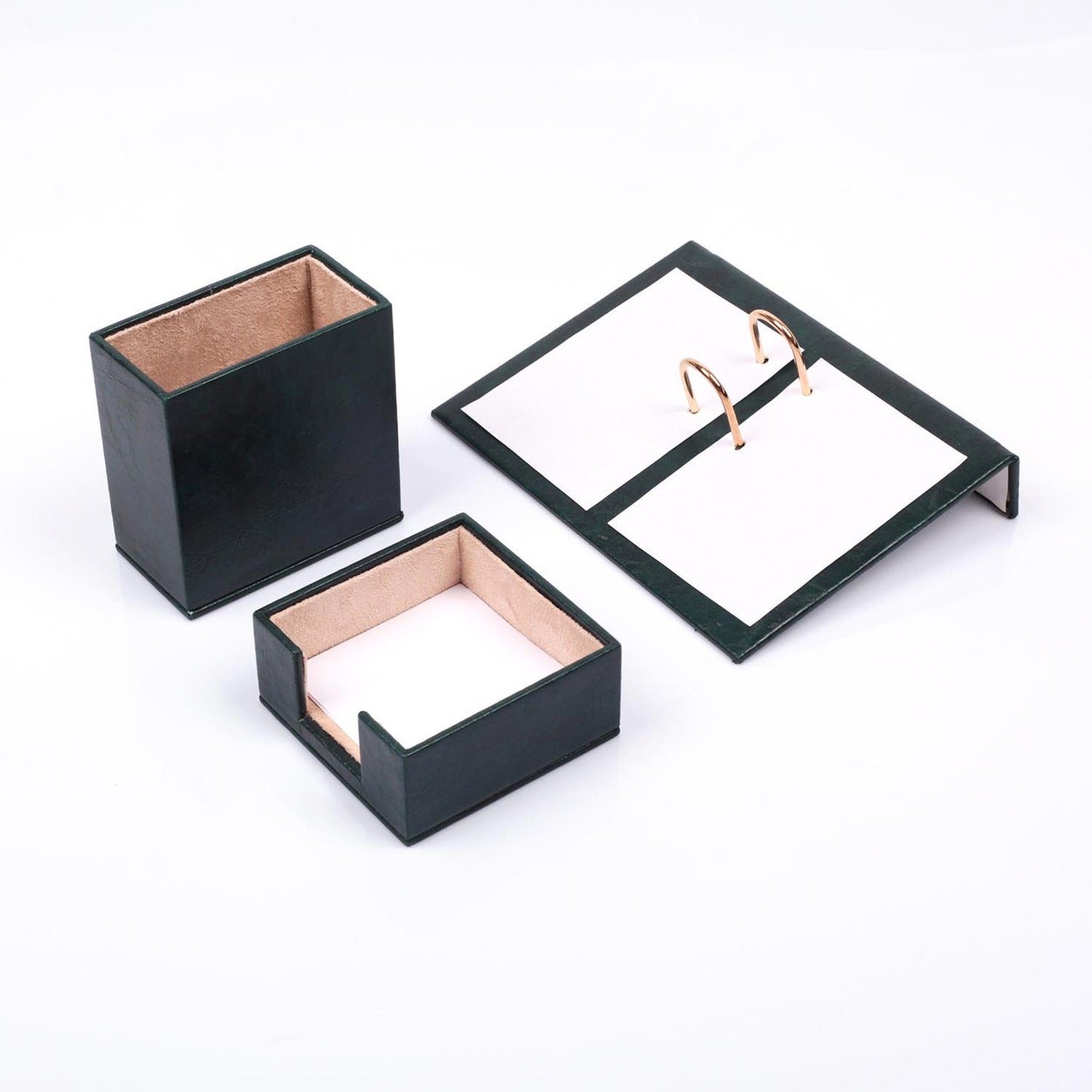 Luna Leather Desk Set 5 Accessories Green