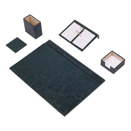 Luna Leather Desk Set 5 Accessories Green