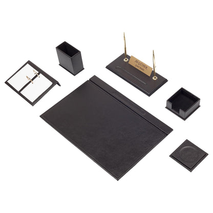 Luna Leather Desk Set 8 Accessories Black