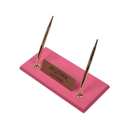 Luna Leather Desk Set 8 Accessories Pink