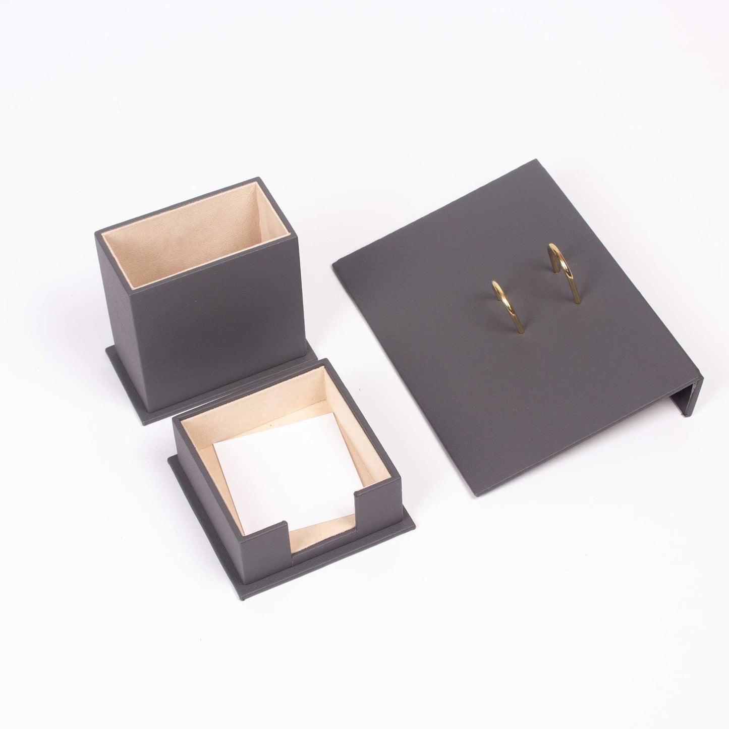 Luna Leather Desk Set 9 Accessories Gray