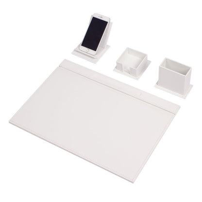 VEGA Leather Desk Set - 4 Accessories - White