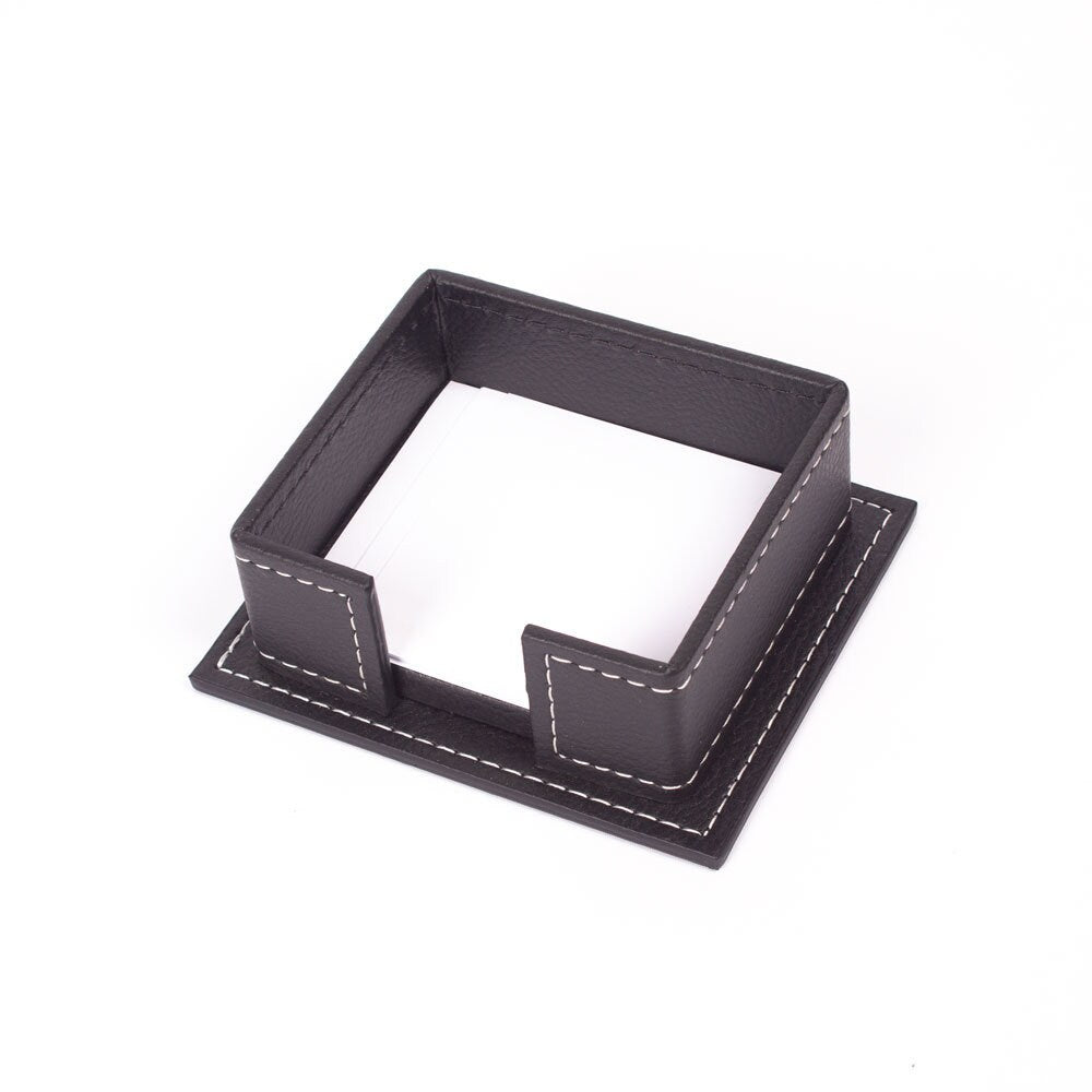 VEGA Leather Desk Set - 4 Accessories - Black