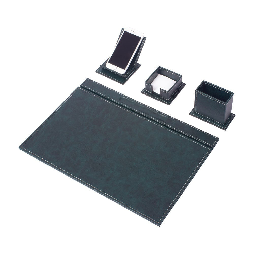 VEGA Leather Desk Set - 4 Accessories - Green