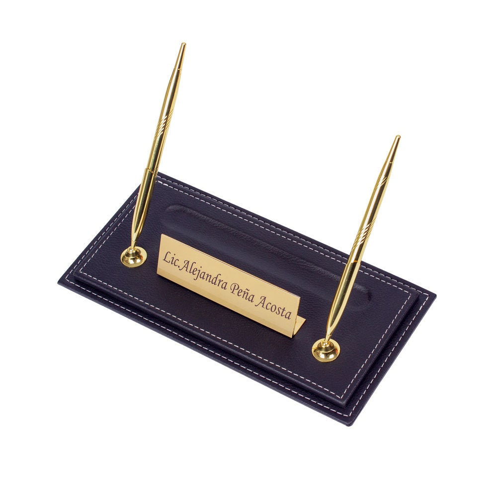 VEGA Leather Desk Set - 12 Accessories - Black