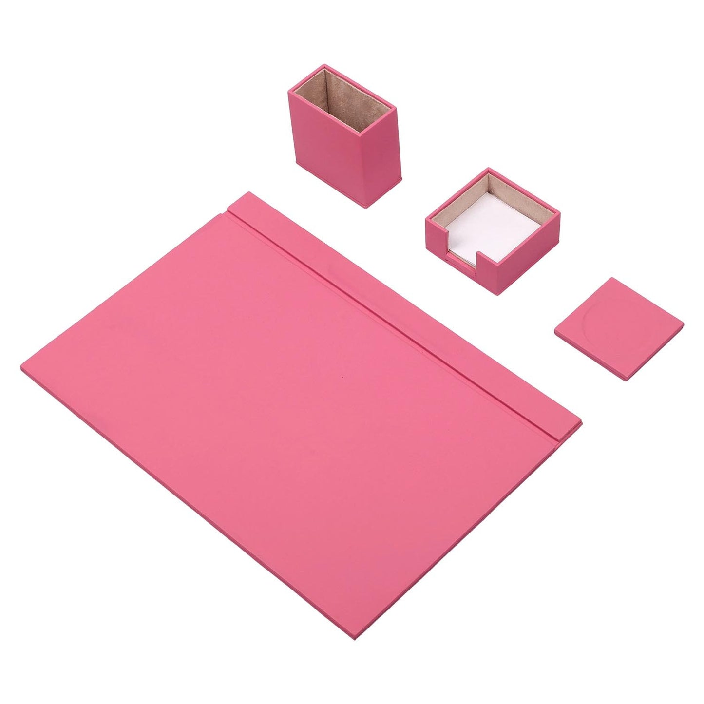 Luna Leather Desk Set 4 Accessories Pink