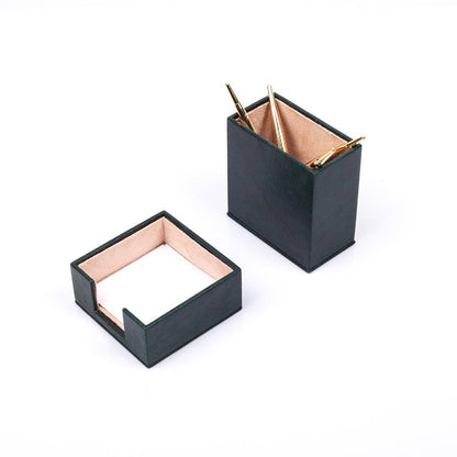 Luna Leather Desk Set 4 Accessories Green