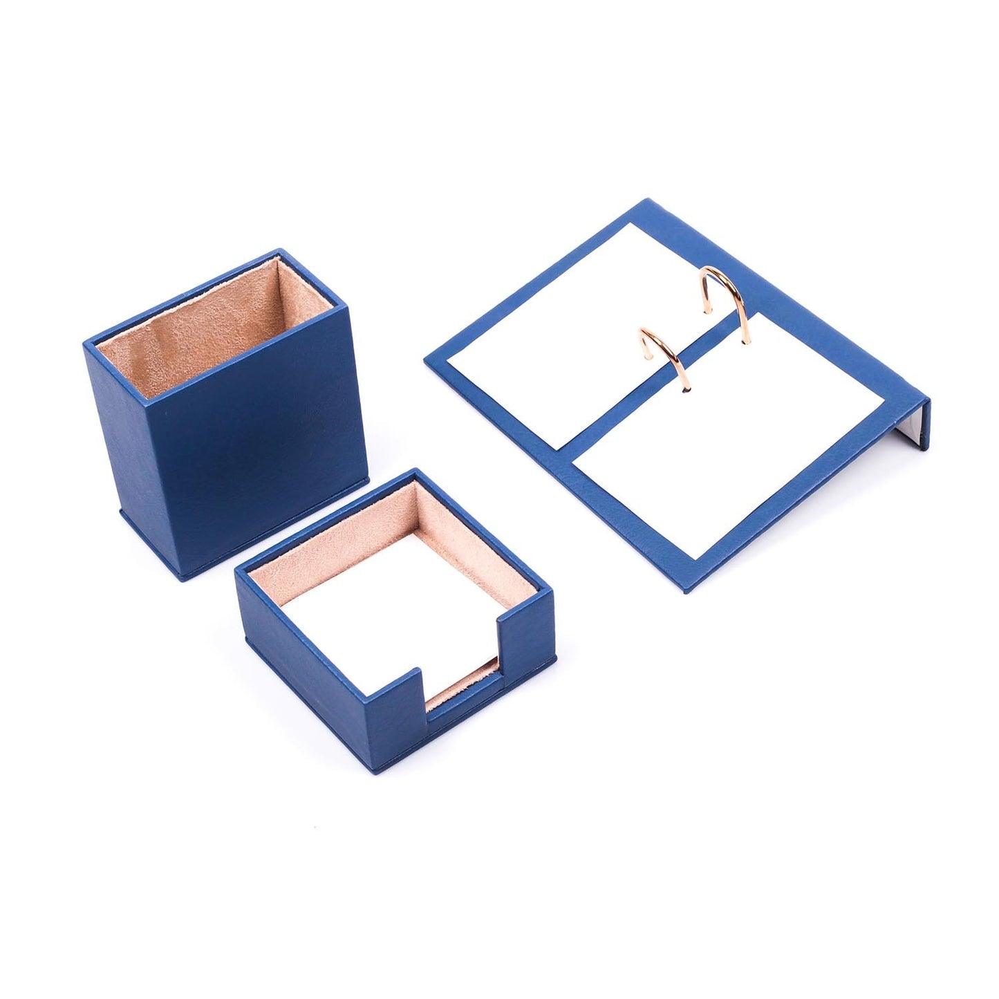 Luna Leather Desk Set 5 Accessories Blue