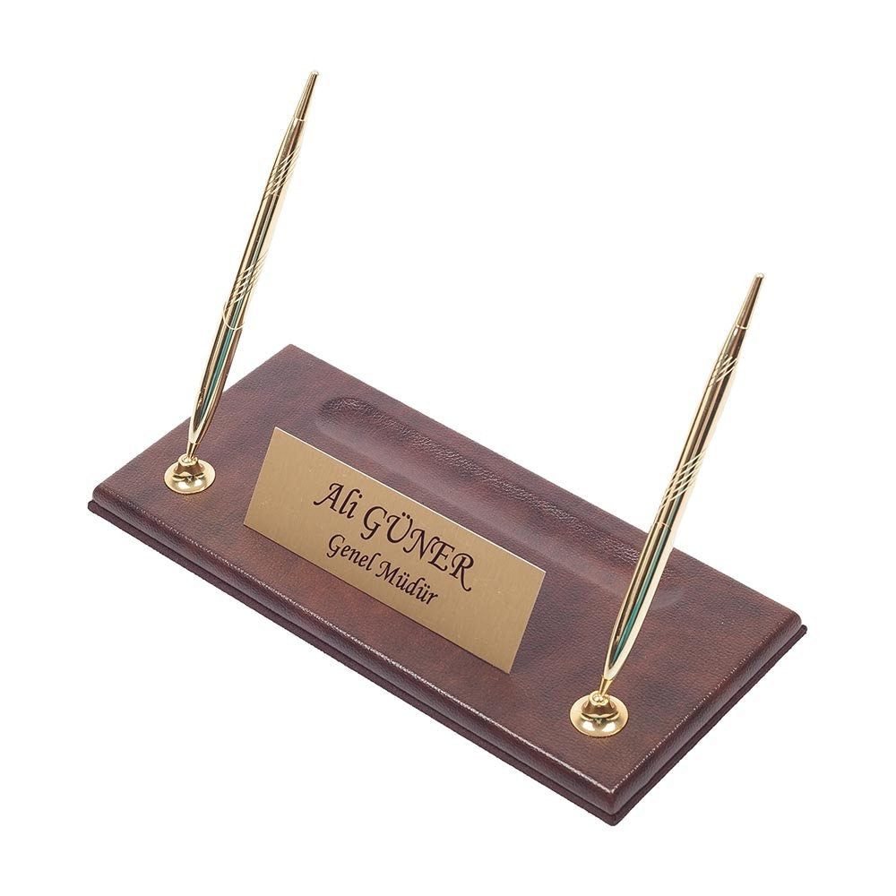 Luna Leather Desk Set 8 Accessories Brown