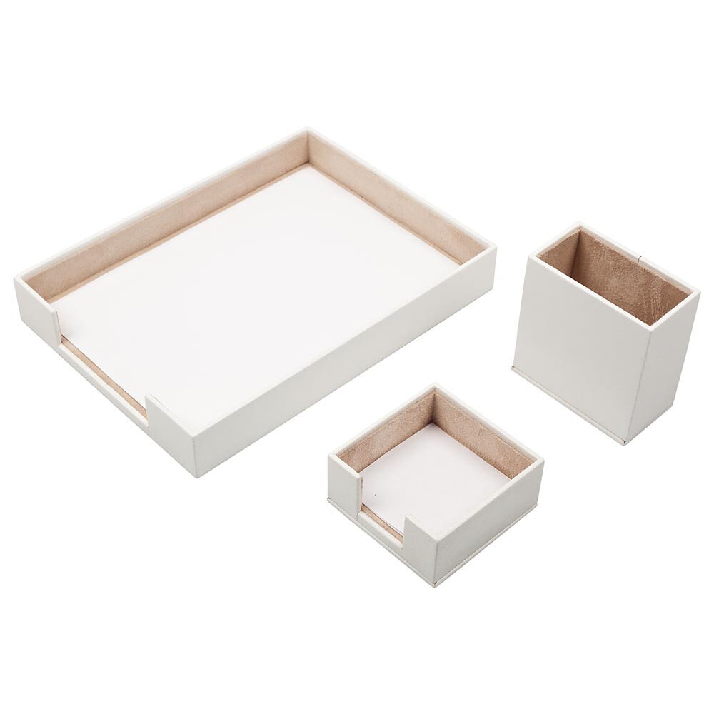 Luna Leather Desk Set 10 Accessories White