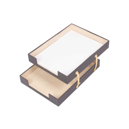 LUNA Leather Double Document Tray