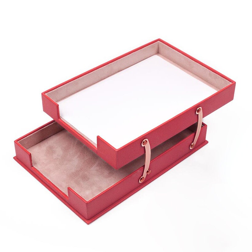 LUNA Leather Double Document Tray